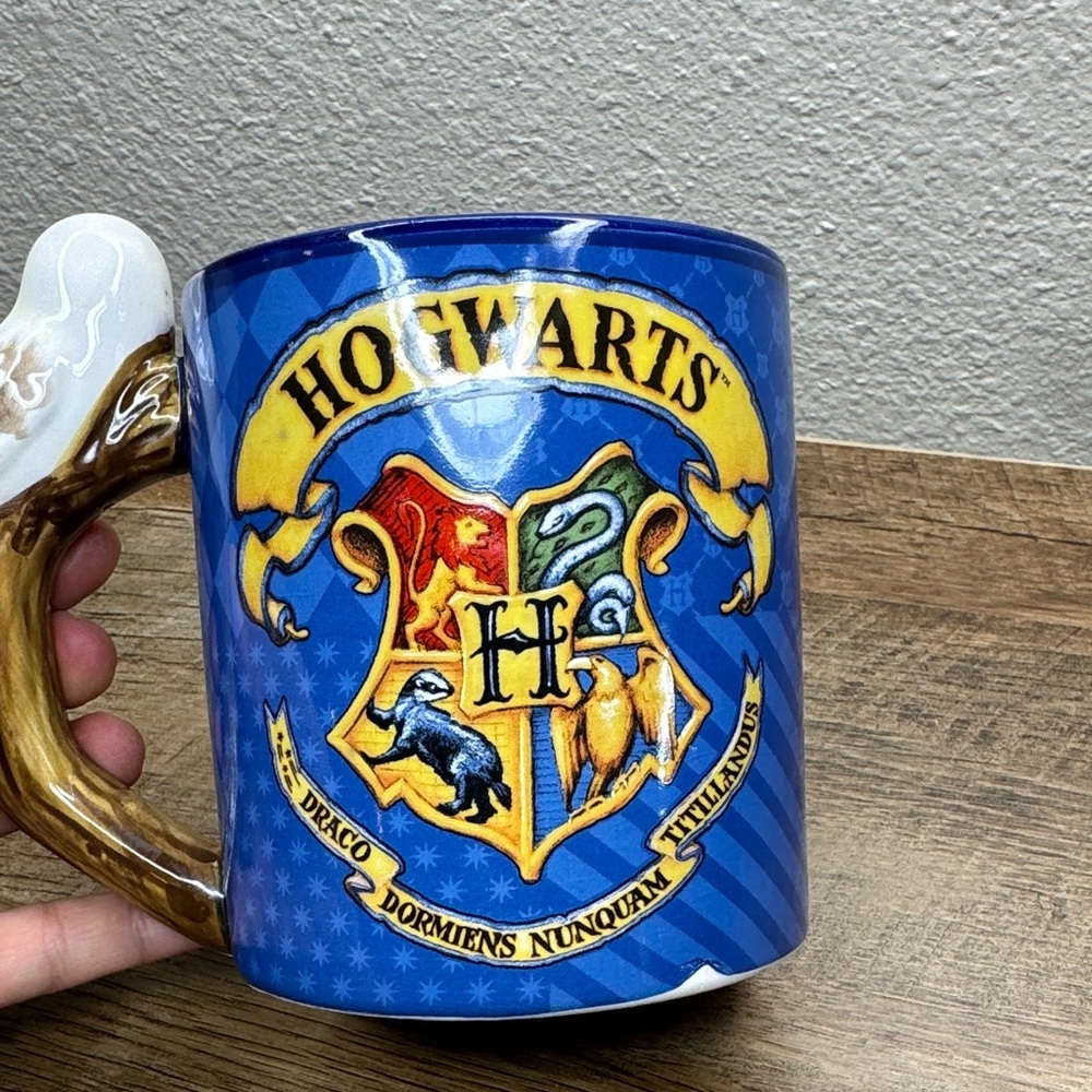 Blue Hogwarts Ceramic Mug with Owl Handle - Picture 4 of 5